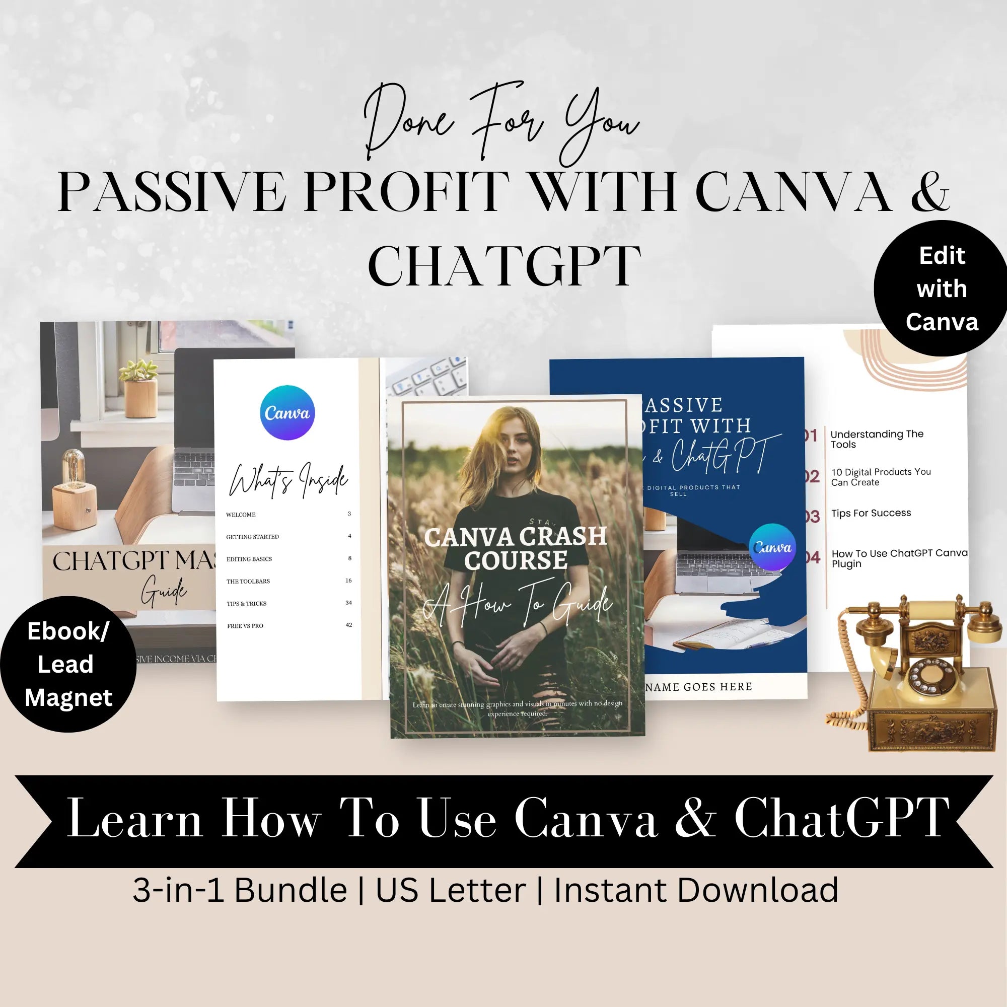 3-in-1 Bundle Passive Profit With Canva & ChatGPT Guide